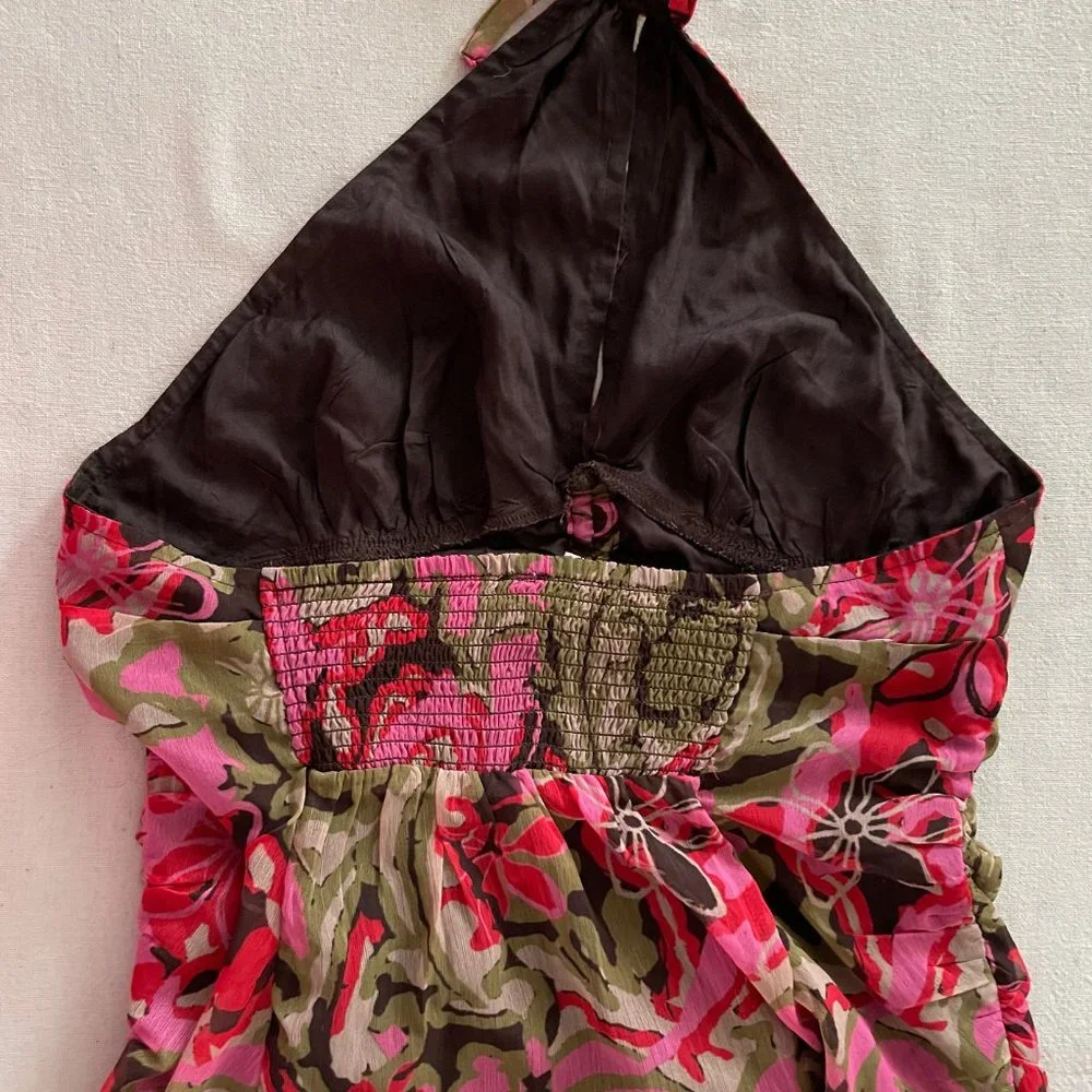 Free People Ruched Halter Floral Tank